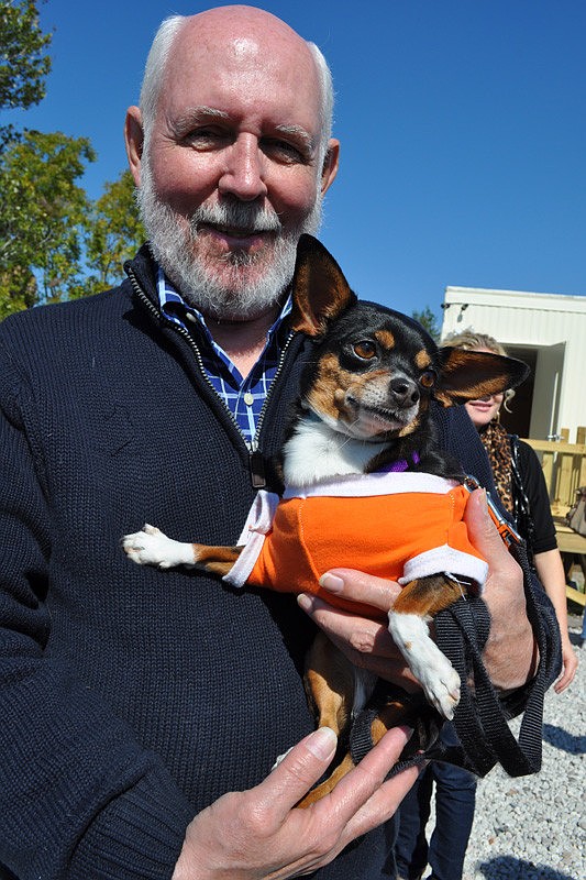 Jay Crawley brought out his adopted dog, Noname.