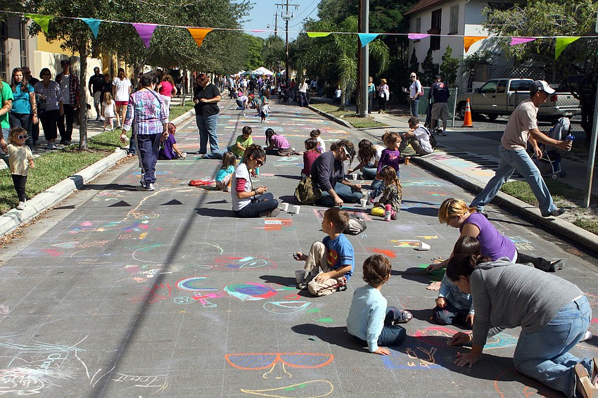 Kids had fun letting loose their own creativity on Oak Street.