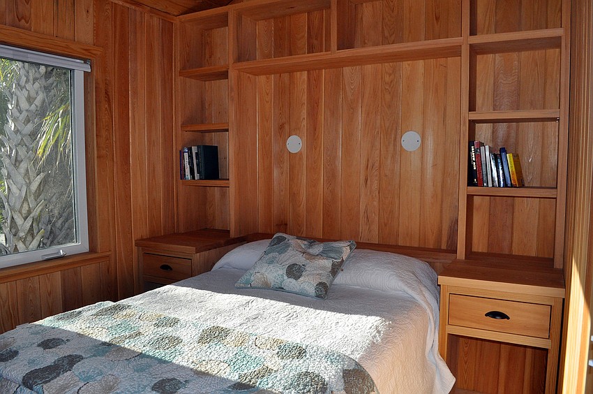 The master bedroom inside the apartment at the new Center for the Arts. There is also a bathroom, spare bedroom and an elevator inside the restored carriage house.