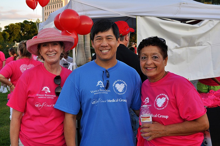 Barbara Willis, Dr. Jonathan Fong and Nilda Clark of Venice Regional Medical Center pose together Saturday, Sept. 24, at Payne Park.