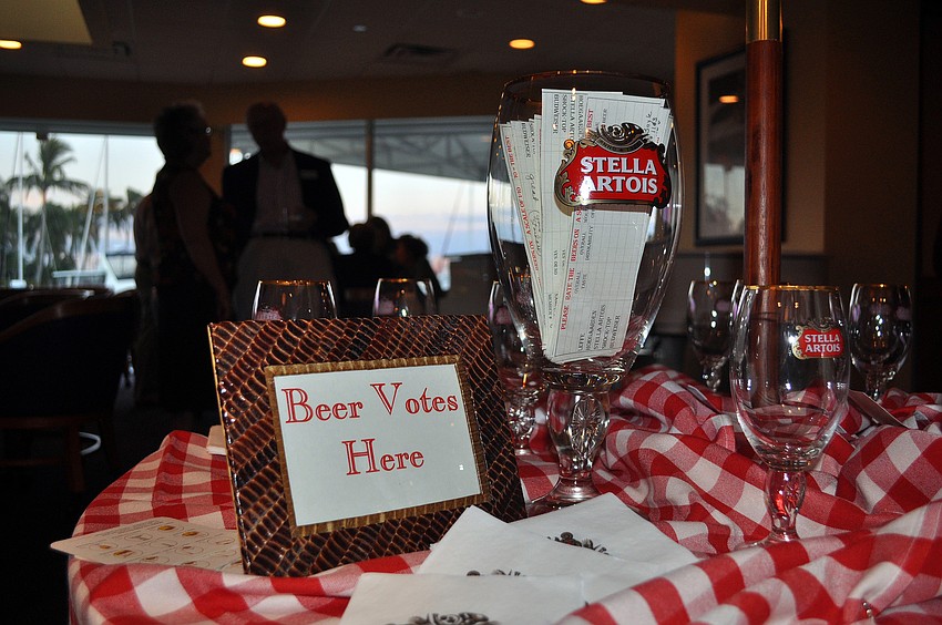 People placed their votes in the beer glass.