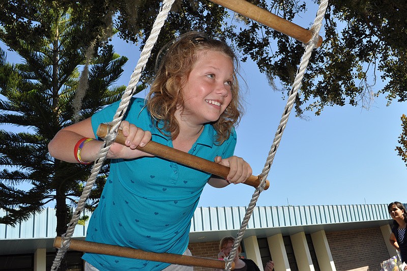 Katelyn Redfoot, 9, made the rope ladder challenge look easy.