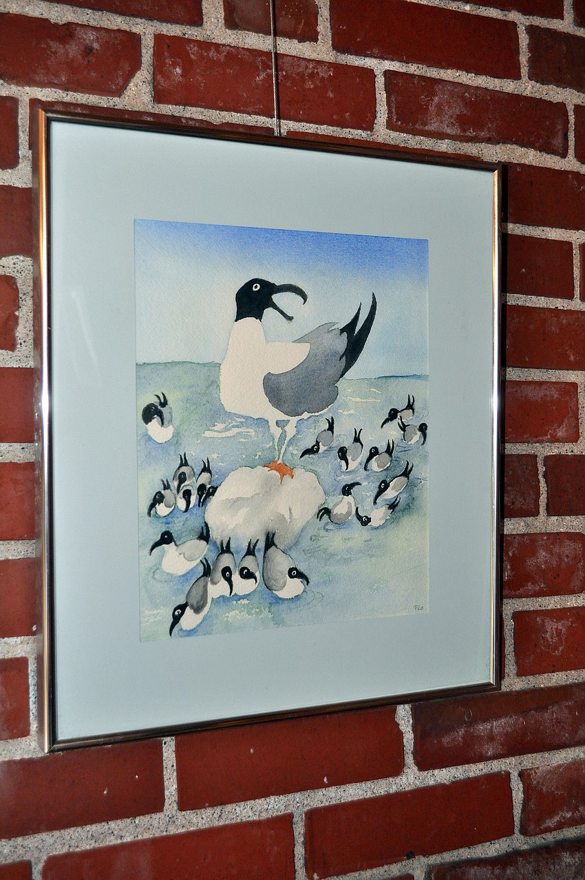 A seagull painting done by Flo Singer Johnson was on display inside the Center for the Arts.
