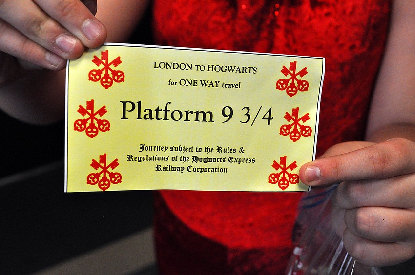 Each girl got a ticket as they entered the UBS office, which was decorated in a Harry Potter theme.