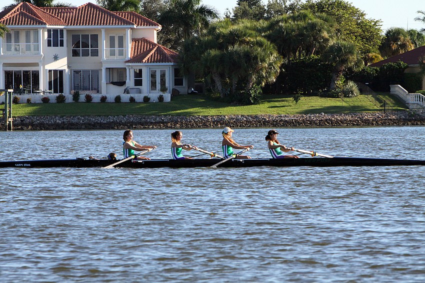The Sarasota Scullers came in first in the Womens HS 4+.