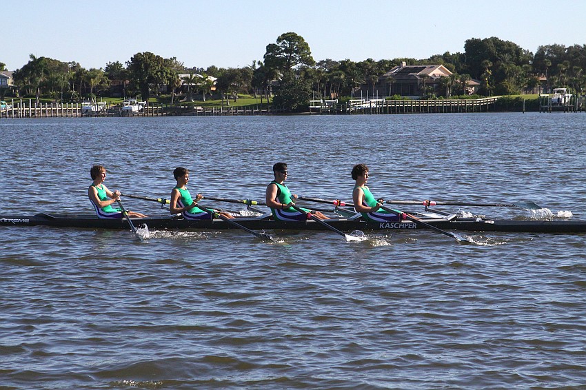 The Sarasota Scullers B team came in first in the Mens HS 4X.