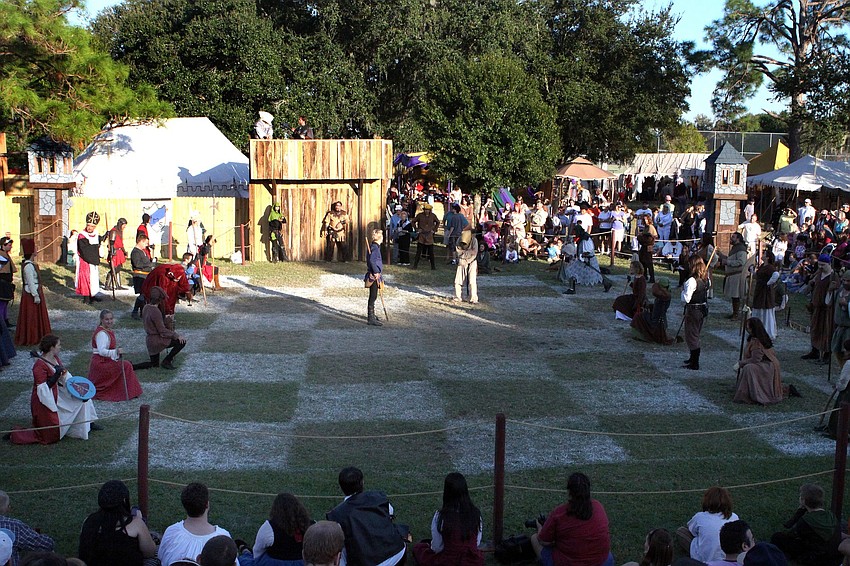 A look from above of the Human Combat Chess Match.