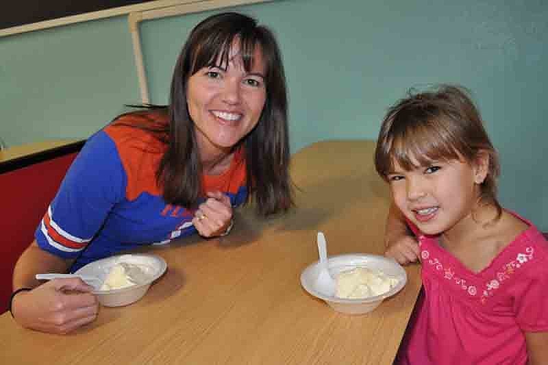Jenny Bolduc enjoyed ice cream with her daughter, Jamie, 6.