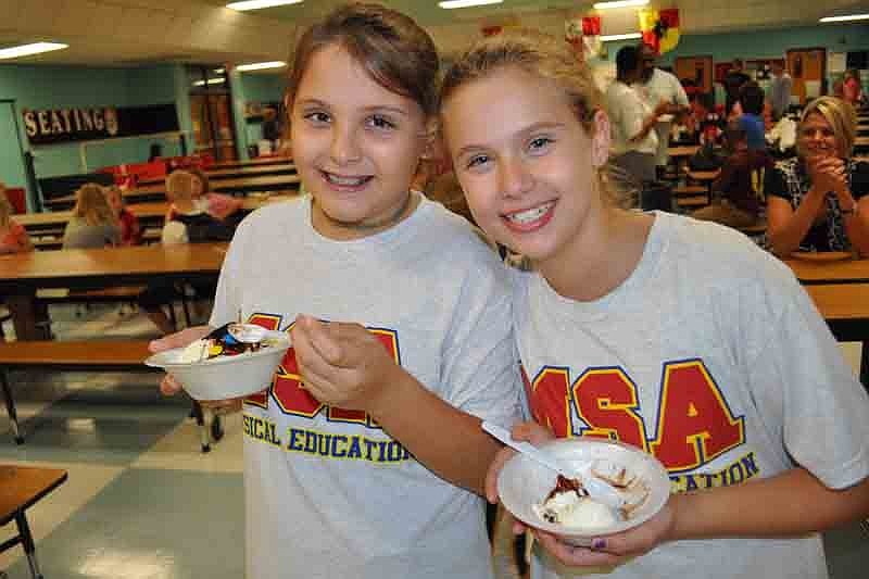 Melissa Lynch and Tatum Godfrey, now middle school students, returned to their old stomping ground.