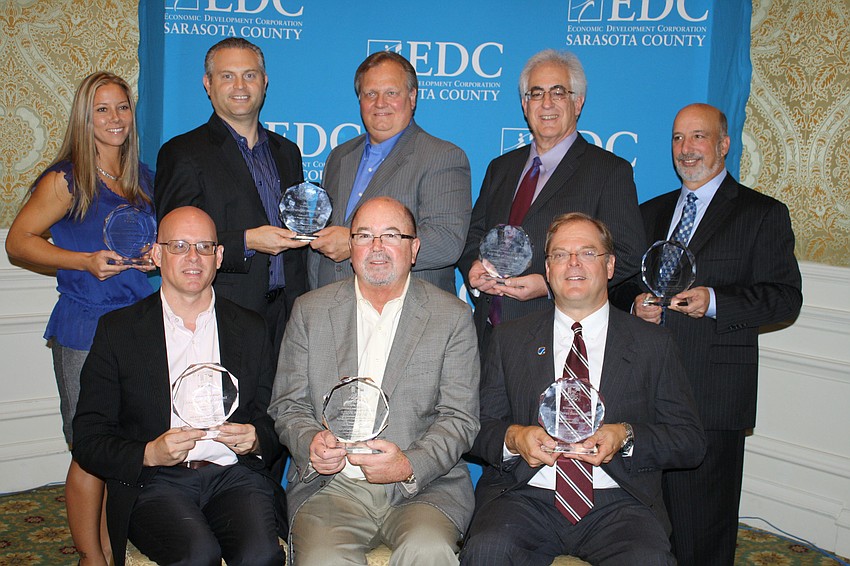 Economic Development Corporation of Sarasota Countyâ€™s 2011 Hall of Fame Award winners: Colleen Cavanaugh, Jonathan Parks, Rob Sambursky, Thomas Orsini, Steve Harner, Dave Beesley, Jim Kuhlman and Barry Wolfson.