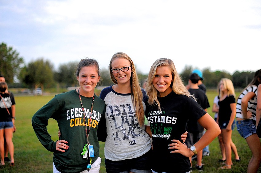 Seniors Nikki Kerrigan, Cristiana Burns and Rebekah Baker couldnâ€™t wait for the bonfire to get underway.