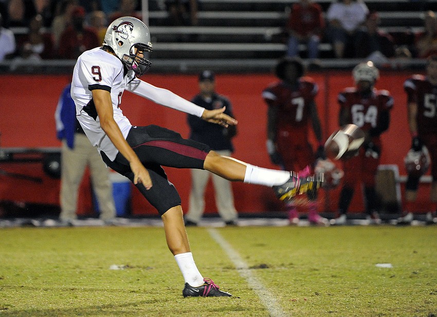 Braden River punter Michael Unzicher saw plenty of action throughout the game.