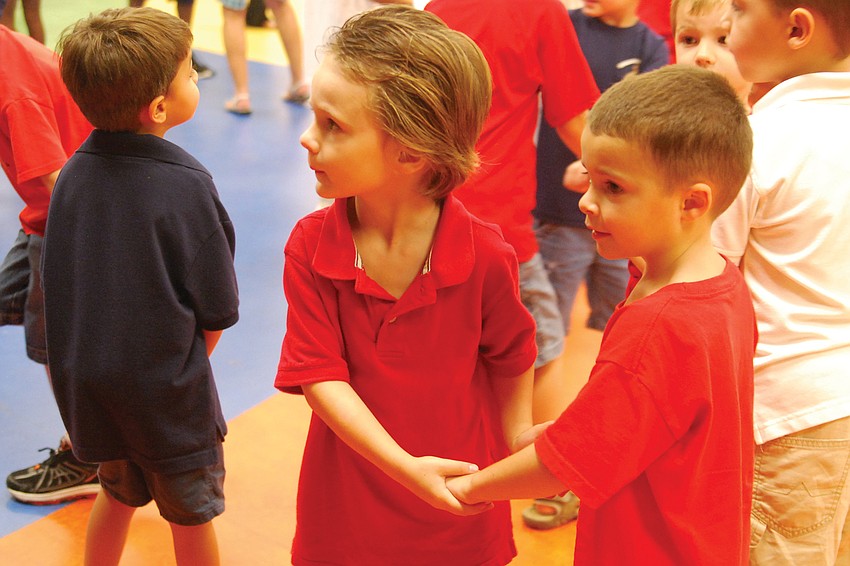 Pre-schoolsers Jordon Hutson and Drew Franks enjoyed the event.