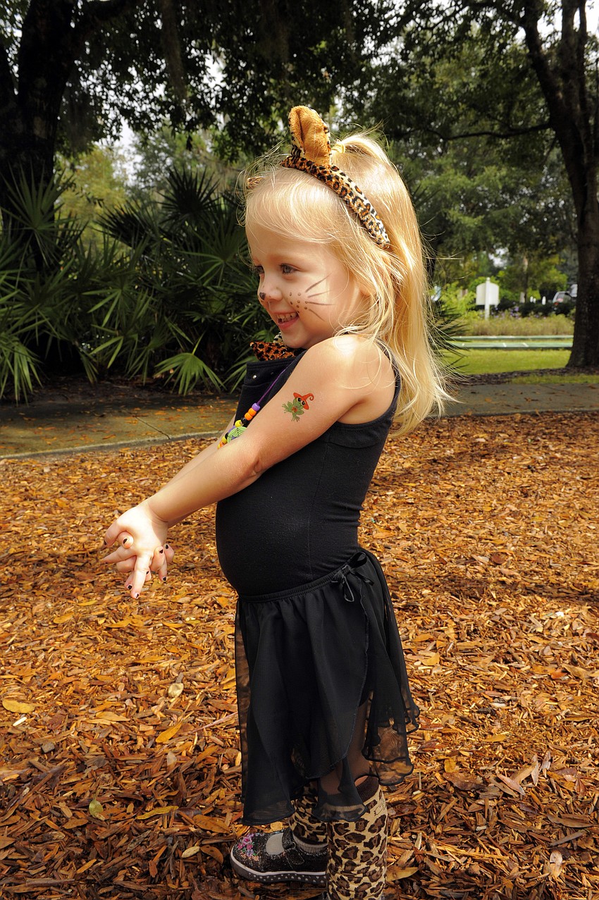 Three-year-old Gabbie Hotaling made sure to wear her costume to the Halloween Party.