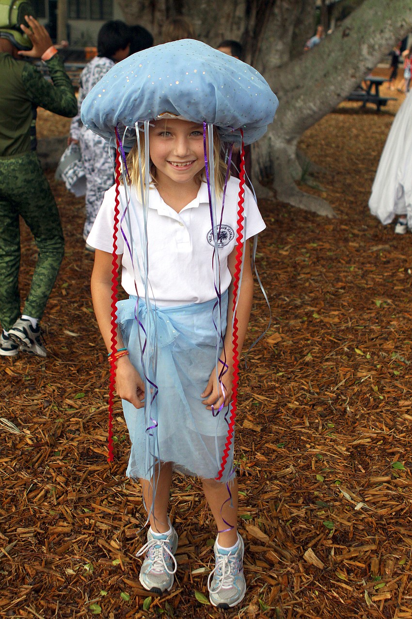 Brooke Collins, 9, was a jellyfish for Halloween and even made her costume.