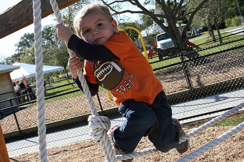 Thomas Bennett, 2, loved playing on the new playground at Bennett Park.