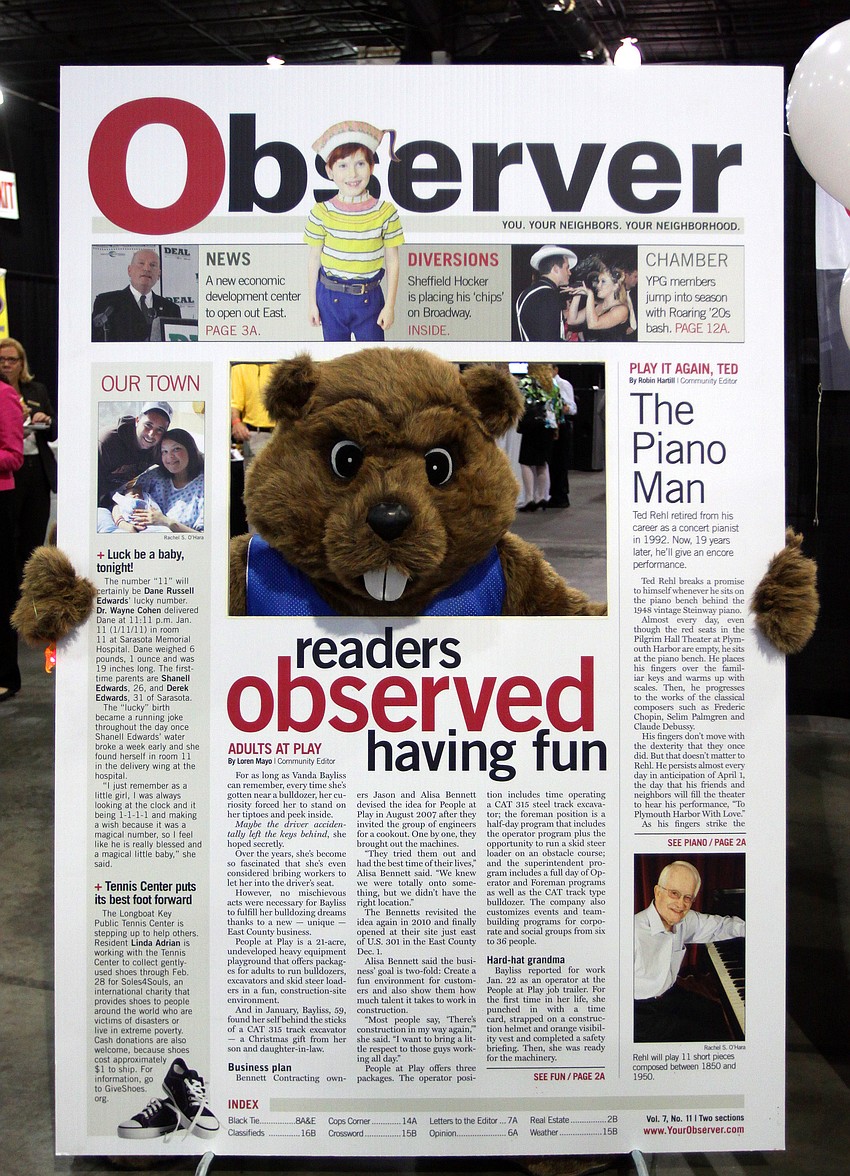 Bucky of Eager Beaver Car Wash on the front page of the Observer. Photo by Rachel S O'Hara.