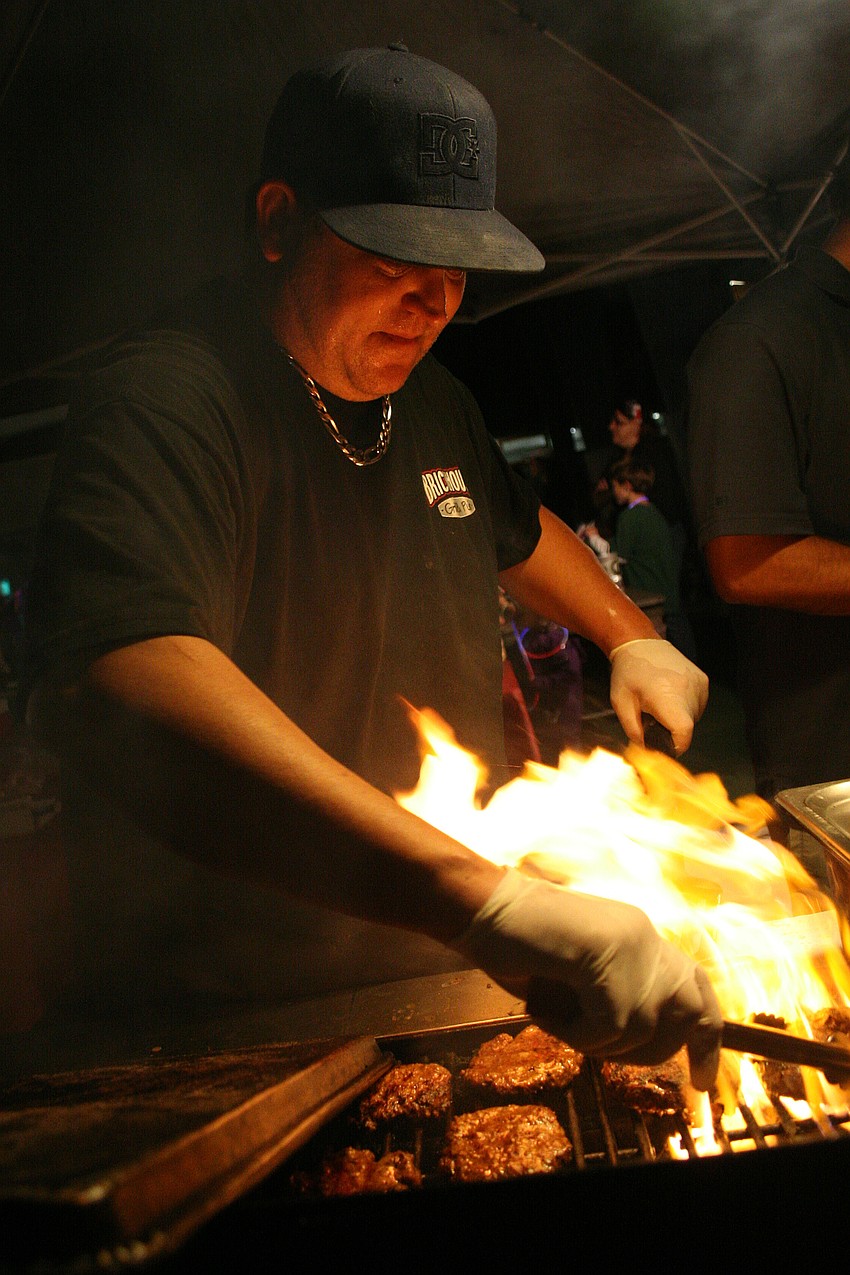 The fire from Shane Keinz' grill provided the only flames at this year's Freedom Elementary Bonfire.
