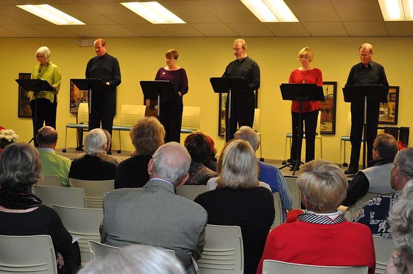 Rosalind Cramer, Geoffrey Todd, Lynne Armington, Joe Kerata, Linda MacCluggage and Reid MacCluggage of the Asolo Rep Guild.