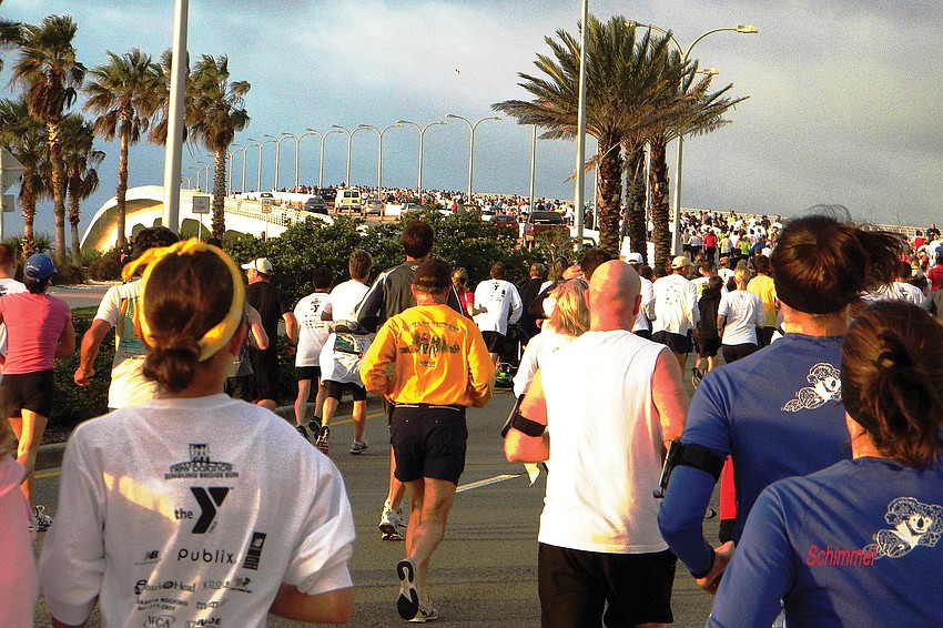 Runners made their way up the Ringling Bridge in the 4-mile New Balance Ringling Bridge Run VIII, held Jan. 22.