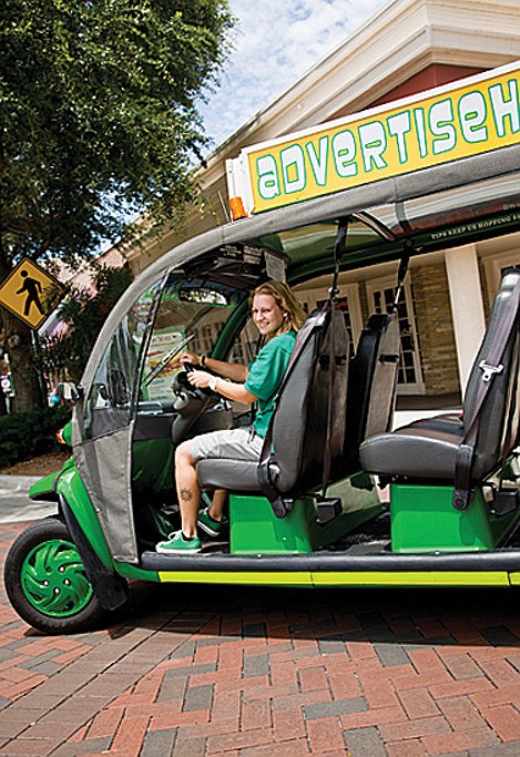 Briana Oâ€™Brien introduced the Siesta Key Village Association to her free, electric taxi service, the Green Hopper.