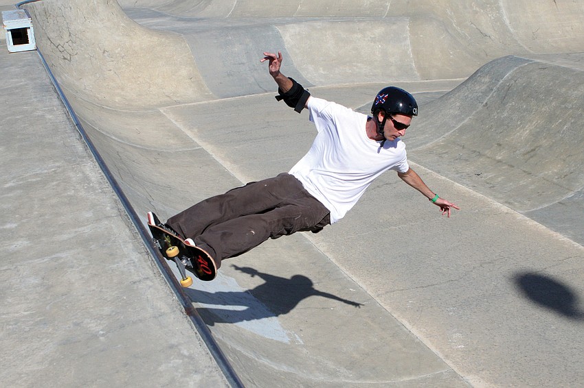 Jim Taylor enjoyed riding his skateboard in January at Payne Park.