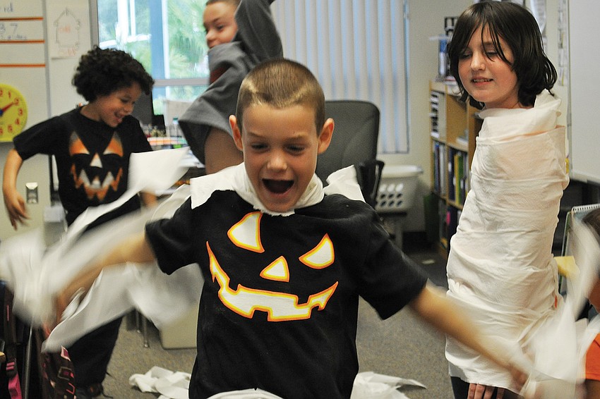 Pierse Stanton broke free of his paper mummy mold at St. Martha Catholic School.