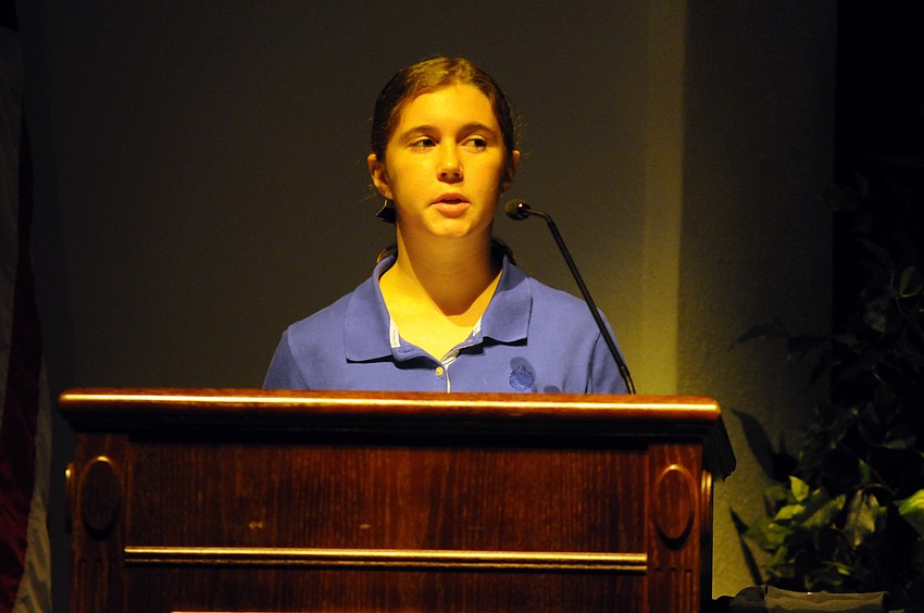 Sarah Schoeffel was one of several students who shared poems they had written in honor of Sept. 11, 2001.