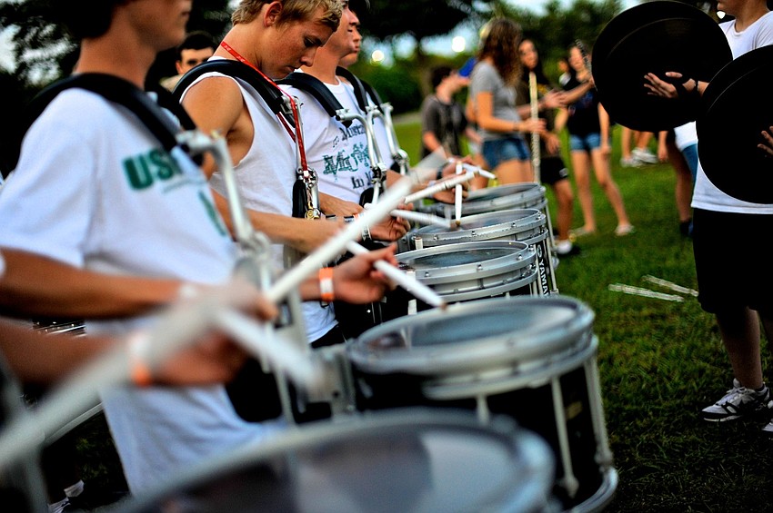 The Mustangs drumline played throughout the night.