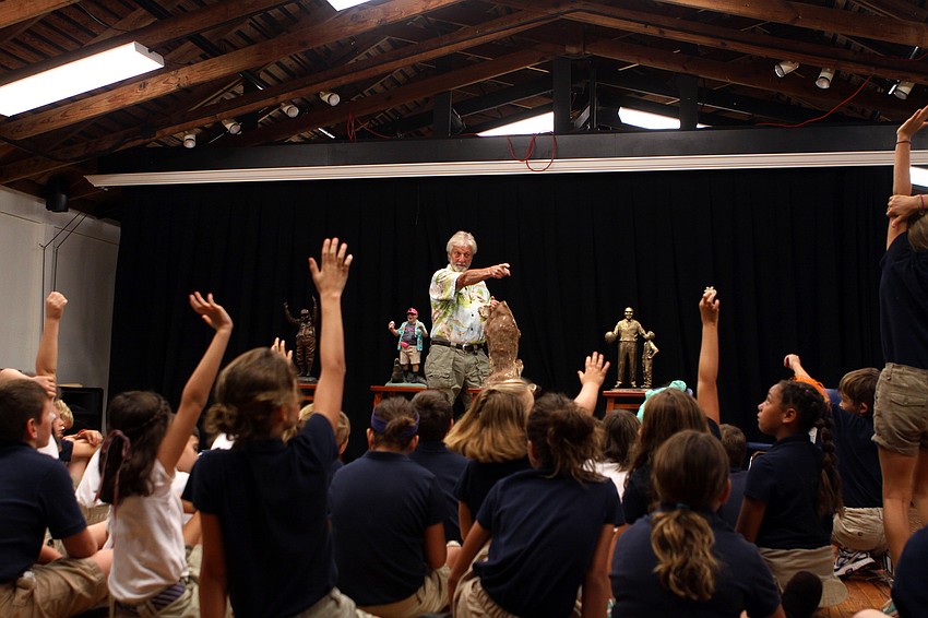 Jack Dowd points at one of the students to answer one of his questions.