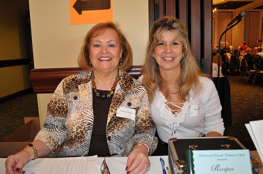 Ways and Means Committee member Terri Chapman sold recipe books with new member Barbara Lapp.