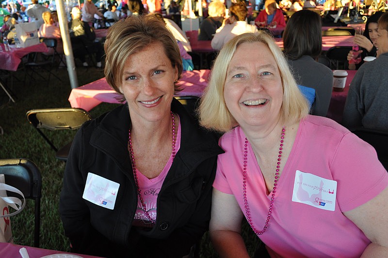 Survivor Deb Schuster enjoyed the Survivor Breakfast with Renea Glendinning.