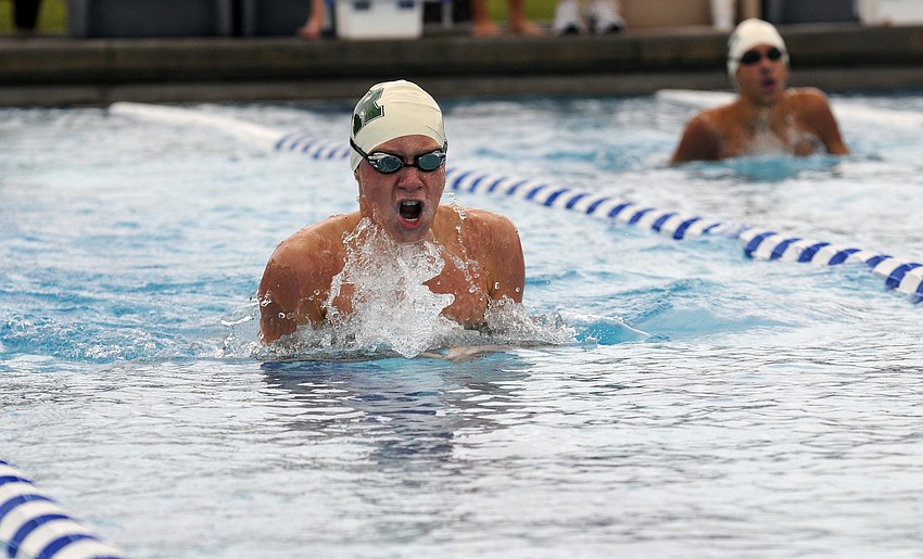 Lakewood Ranch freshman Luke Hanner set a new meet record in the 200-yard individual medley, finishing in 2:09.39.