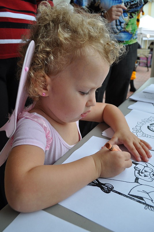 Sarah Lange, 2, enjoyed coloring.