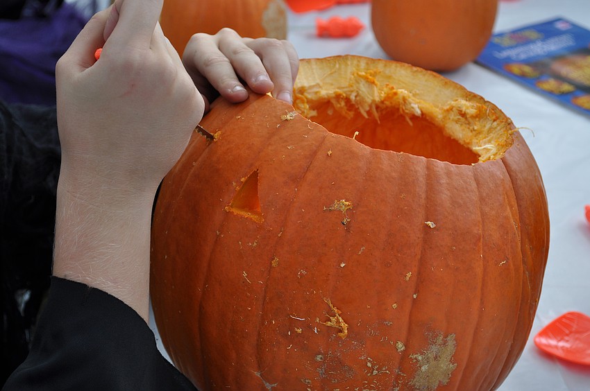 Jack Oâ€™Hara carves his pumpkin