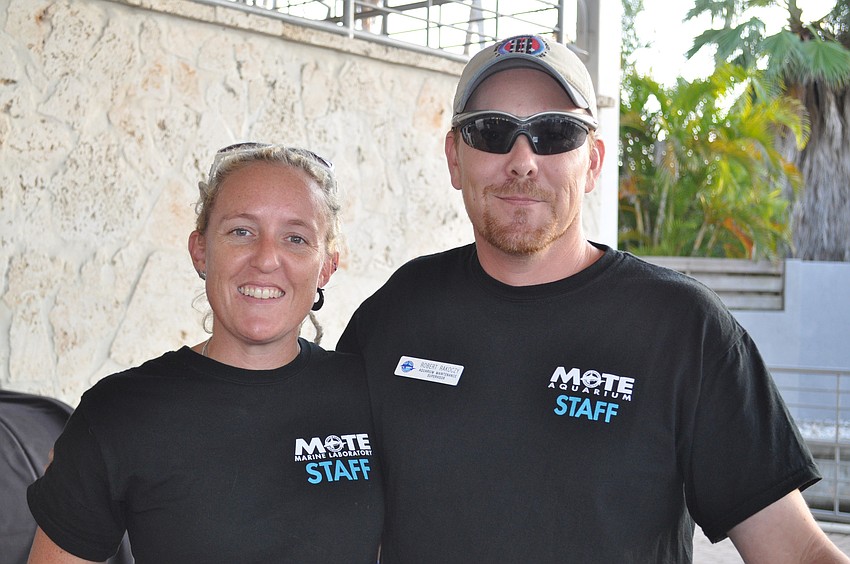 Penguin handler Holly West and Robert Rakoczy