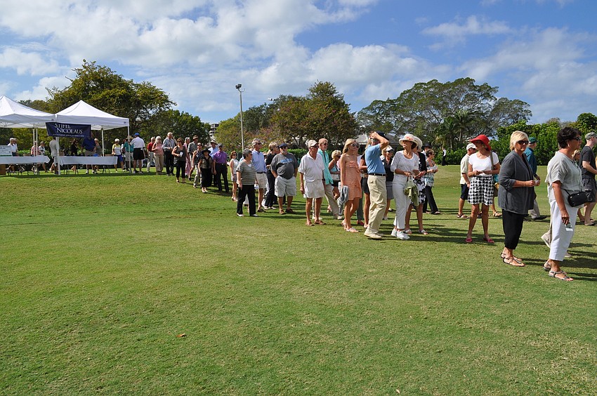 The line waiting to get into the Gourmet Lawn Party