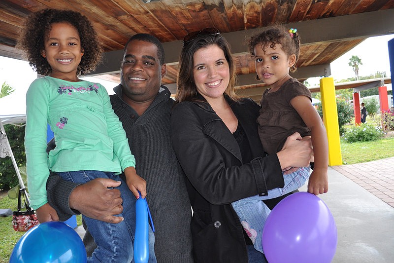 Tommie and Sara Gaines spent the morning with their children, Taya, 6, and Mya, 3.