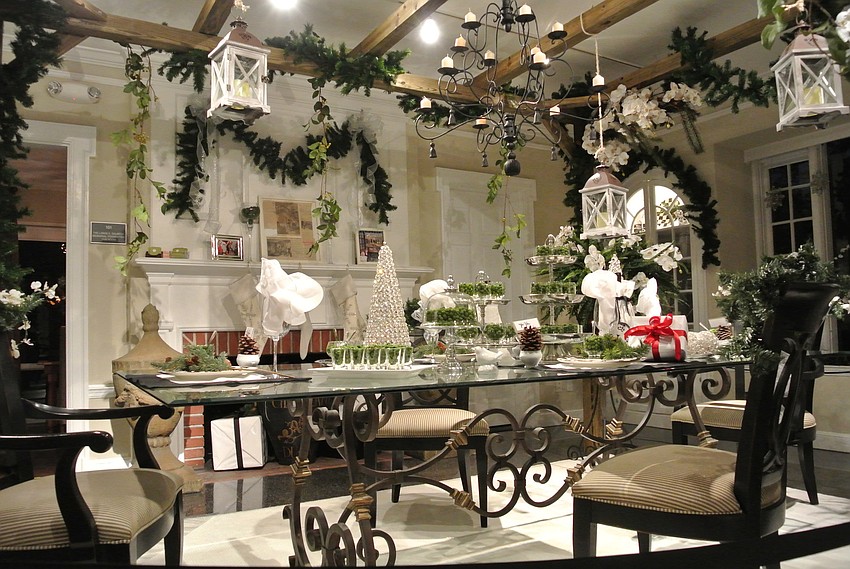 The dining room was designed by Bonnie Lancaster.