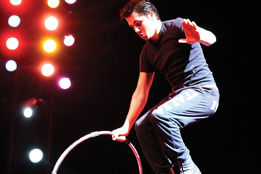 Erik Niemen practiced one of his unique tricks in February at a rehearsal for Circus Sarasota's 