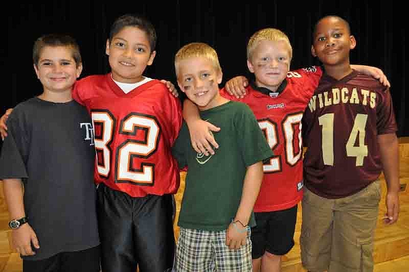 Tyson Peco, Mathias Ramirez, Gavin Claussen, Matt Manning and Justin Moore wore their sporting attire.