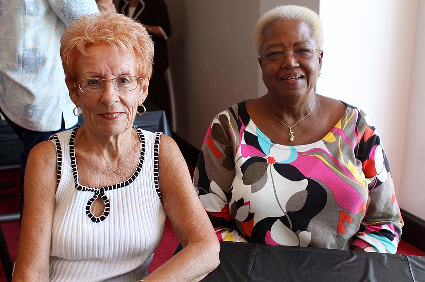 Dot Lyles and Fannie Porter enjoy some cocktails and appetizers Friday, Sept. 23, during the Meet Me at the Barre event at the FSU Asolo Center For The Performing Arts.