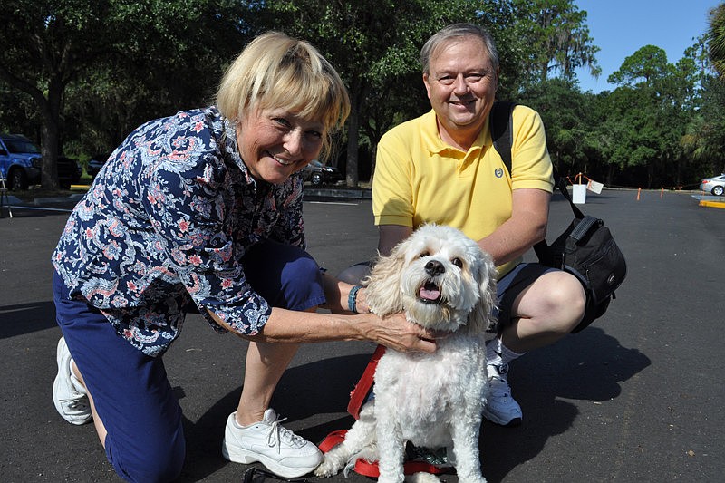 Linda and Ernie Ovitz spent the morning with their dog, Louie.
