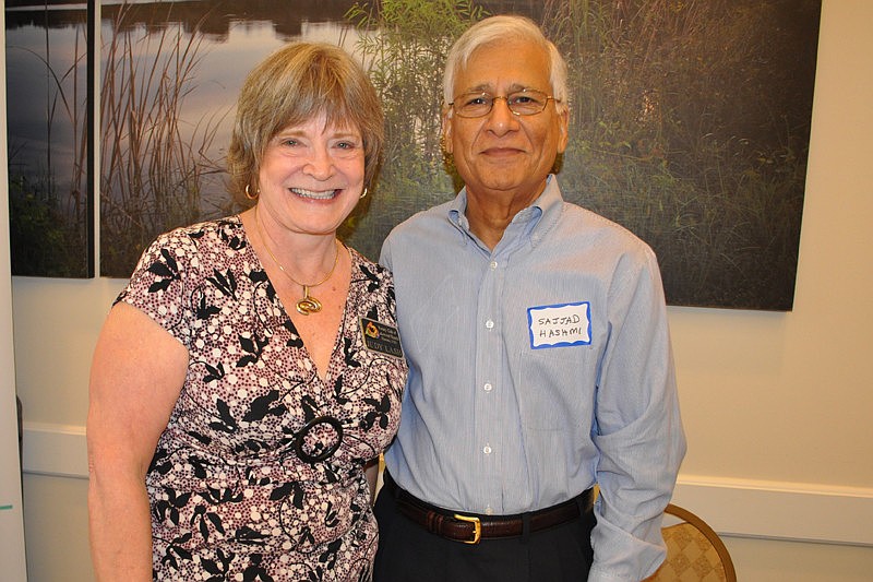 Judy Lash and Sajjad Hashmi promoted the Lakewood Ranch Rotary Club and its upcoming Wine Festival.