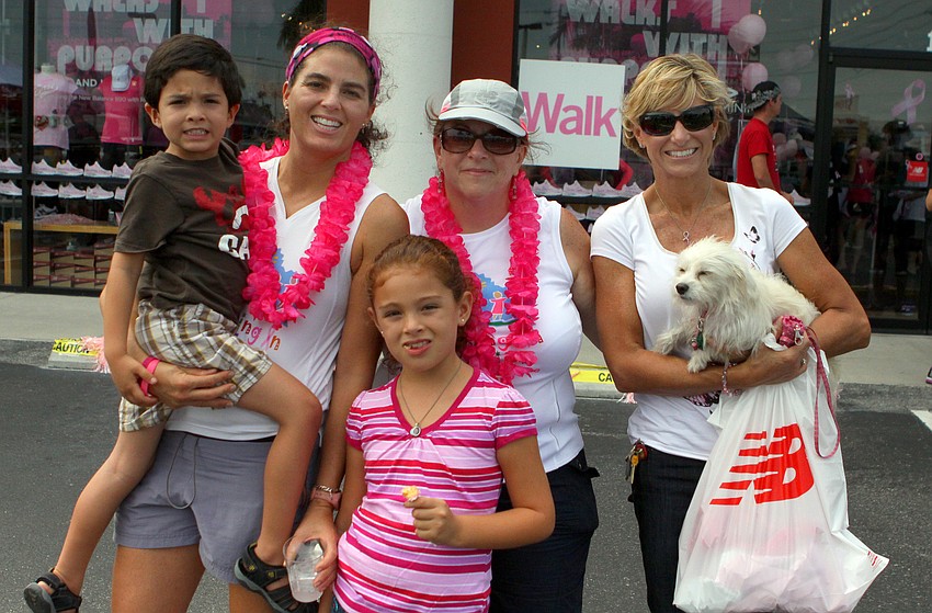 Pedro Cava, 5, Natalia Cava and Sofia Cava, 7, pose with Janice Muri, Carol Stickland and Charmin, 3.
