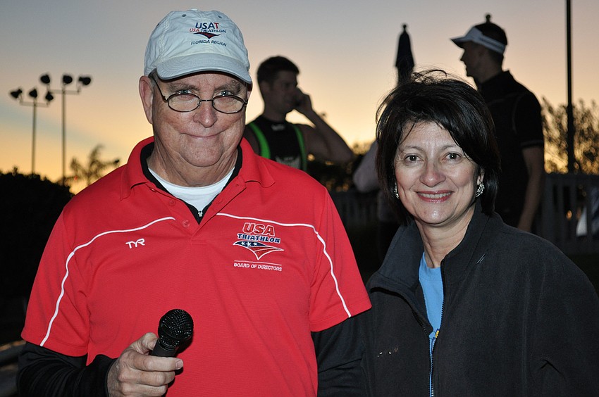 Board member of USA Triathlon and Announcer Brian and wife Awilda Harrington