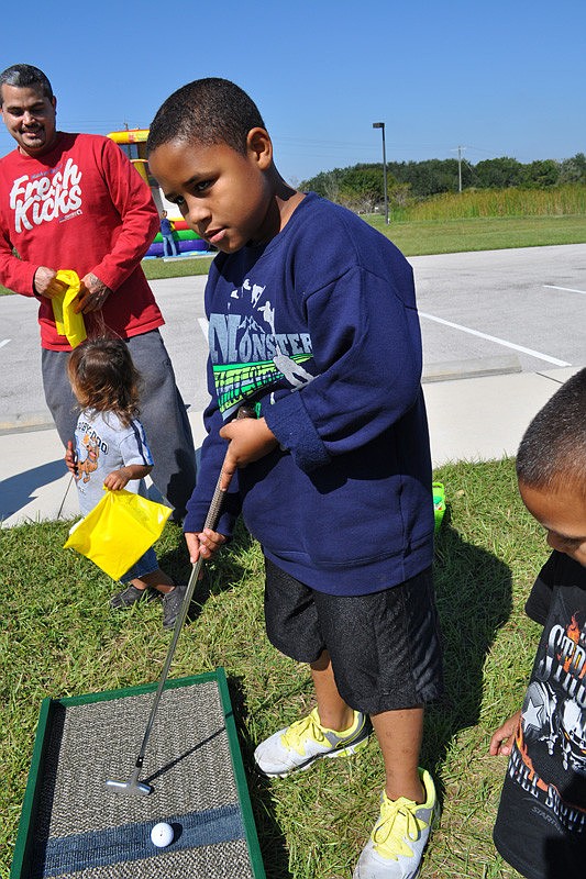 Isaiah Thornton, 8, proved to have good aim.