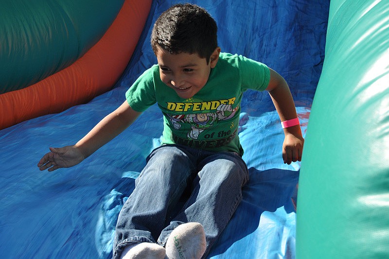 Ernesto Ibarra, 5, had a blast going down the slide.