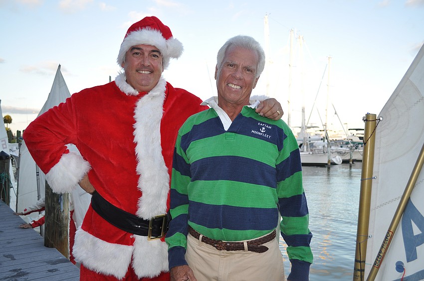 Sarasota Sailing Squadron Commodore David Jennings with competition Commodore Bob Baime from Bird Key Yacht Club.