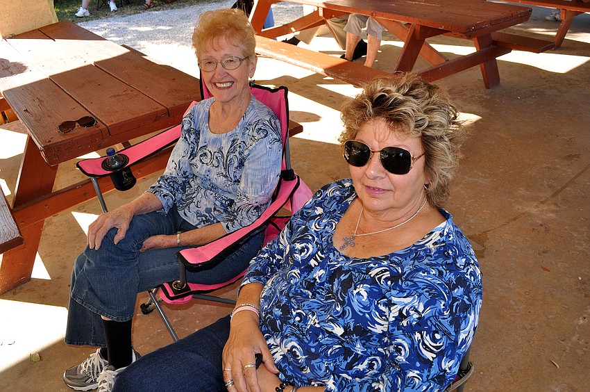 Birdie Lee Smith and Flo Harms enjoy the music in their comfy chairs.